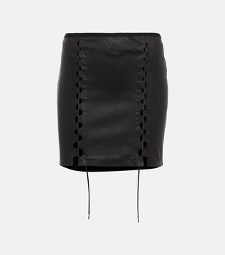 Hinge-seam leather miniskirt