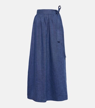 Linen midi skirt