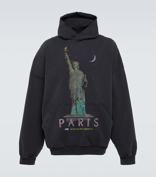 Paris Liberty distressed fleece hoodie