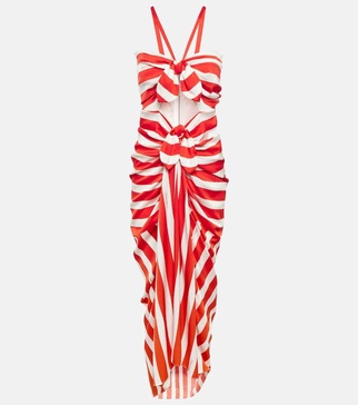 Portofino striped silk-blend maxi dress