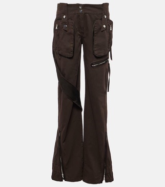 Low-rise denim cargo pants