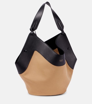 Lotus Medium canvas and leather tote bag