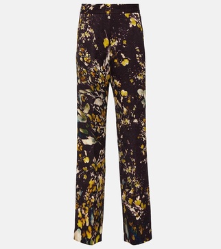 Embroidered high-rise straight pants