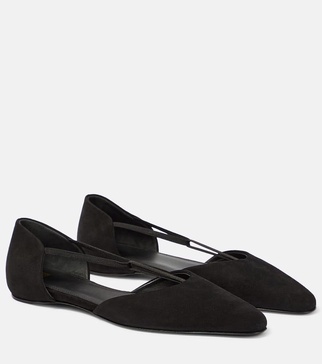 Black 'The Suede T-Strap' Ballerina Flats