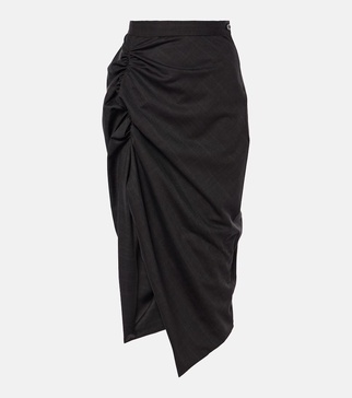 Panther wool midi skirt