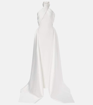 Rumi twill and crêpe gown