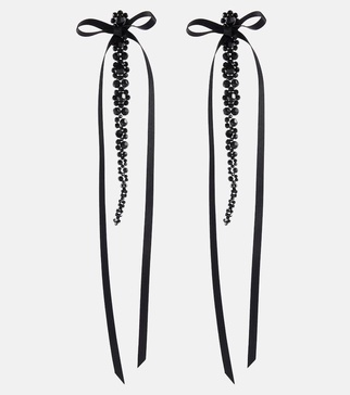 Bow-embellished crystal drop earrings