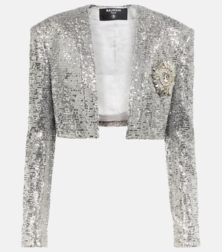 Cropped sequined blazer