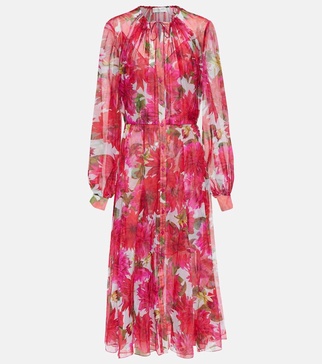 Floral silk chiffon gown