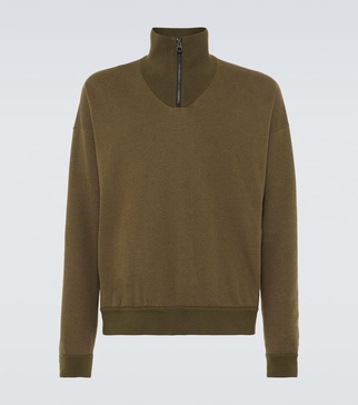 Cotton and cashmere half-zip sweater