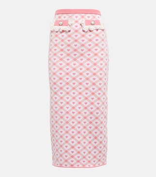 Checked jacquard midi skirt