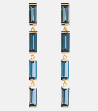 Deco Maxi 9kt gold drop earrings with topaz