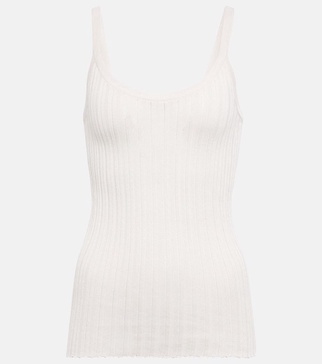 Taro ribbed-knit silk tank top