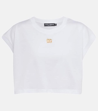 Logo cotton jersey crop top