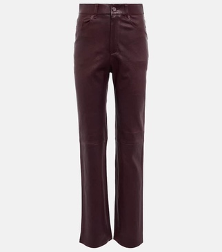 Terry high-rise straight leather pants