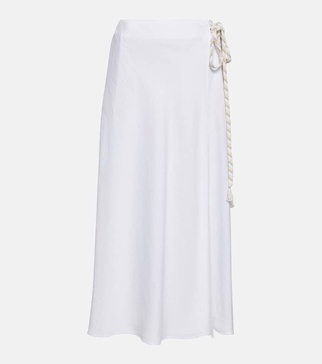 Tania linen wrap midi skirt