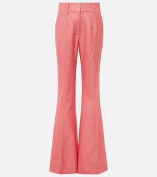 Rhein high-rise silk and wool flared pants