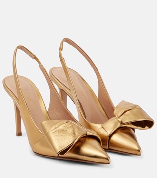 Safira metallic leather slingback pumps