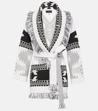 Icon fringed cashmere-jacquard cardigan