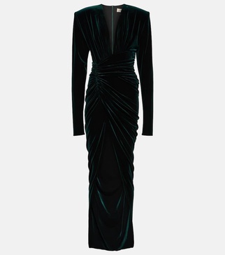 Ruched velvet gown 