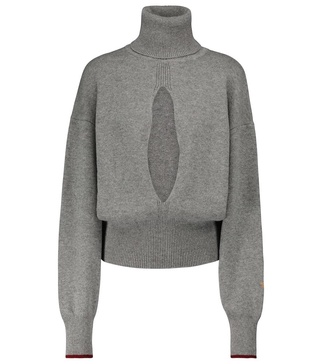 Cutout cashmere-blend knit sweater