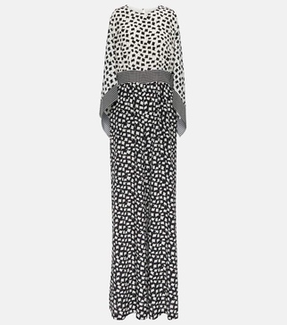 Printed wide-leg silk jumpsuit