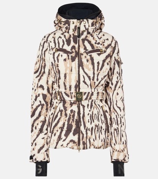 Ellya leopard-print belted ski jacket