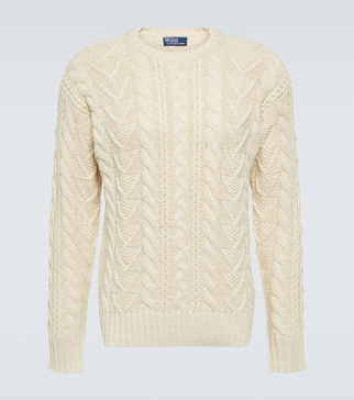 Cable-knit cotton-blend sweater