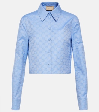 GG cropped cotton Oxford shirt