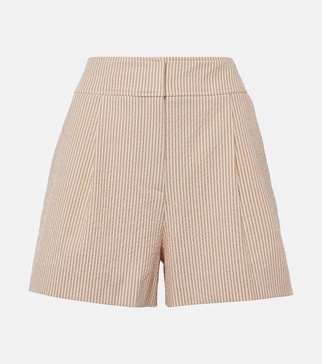 Haina high-rise cotton seersucker shorts