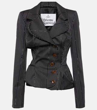 Pinstriped wool and cotton blazer