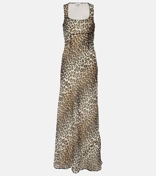 Leopard-print chiffon maxi dress