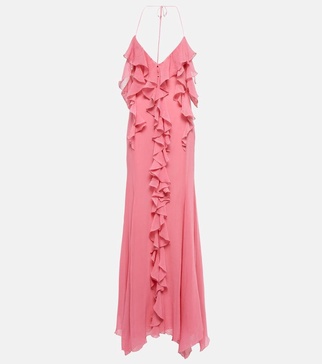 Ruffle cotton and silk maxi dress