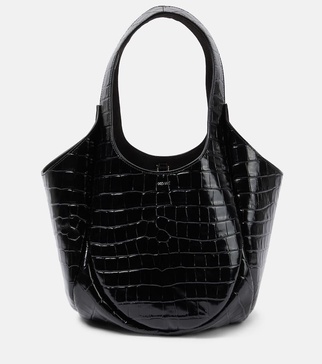 Croco leather bucket bag