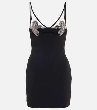 Mesh-panel embellished minidress