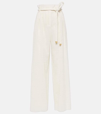 Tristin checked cotton-blend wide-leg pants