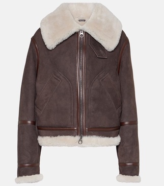 Shearling-trimmed suede jacket