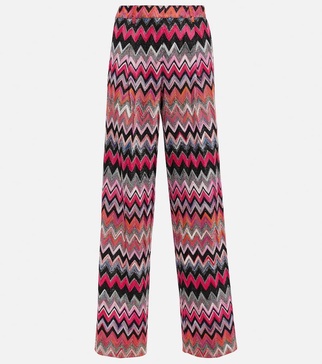 Zig-zag straight-leg pants