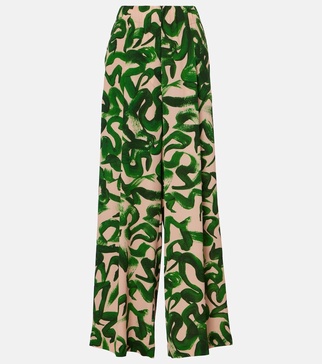 Printed high-rise wide-leg pants