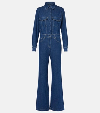 Flared denim jumpsuit