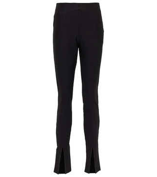 Split-cuff high-rise slim pants