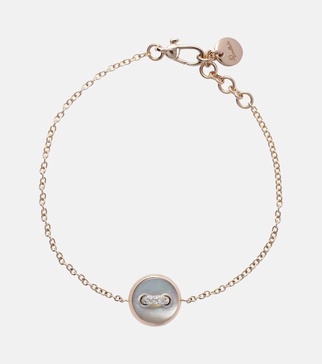 Pom Pom Dot 18kt rhodium-plated rose gold bracelet with mother-of-pearl and diamonds