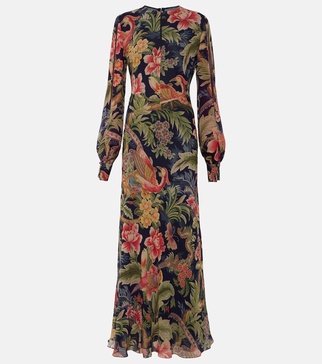 Floral silk chiffon gown