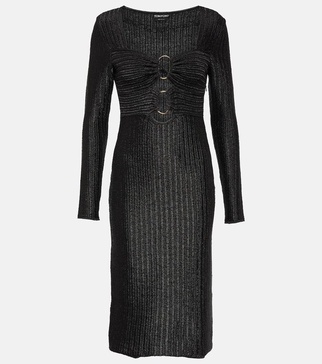 Metallic cotton and wool midi dress