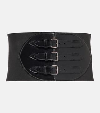 Buckled leather corset belt