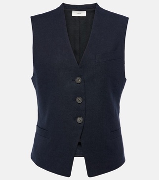 Linen-blend vest