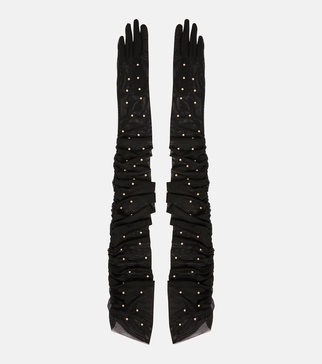 Leontyne embellished ruched gloves