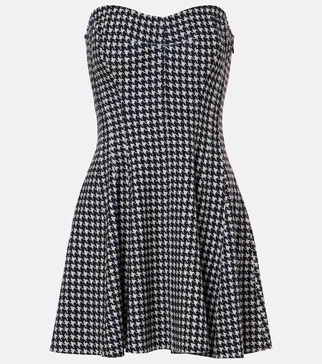 Strapless Grace houndstooth minidress