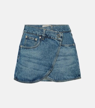 Wrap denim miniskirt