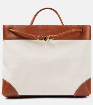 Andiamo Large leather-trimmed canvas tote bag